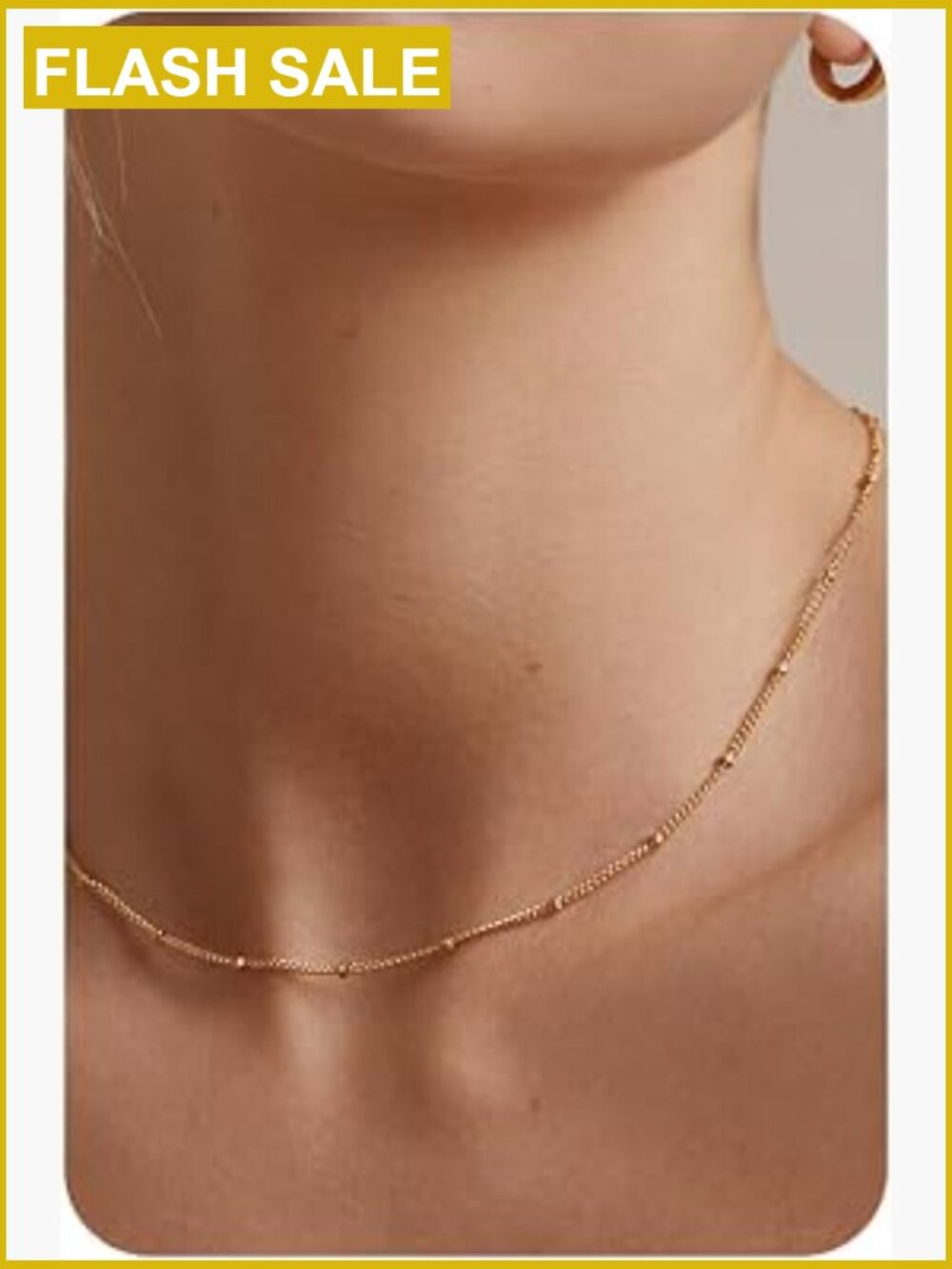 14K Gold Plated Satellite Chain Necklace - 925 Sterling Silver Clasp Dainty